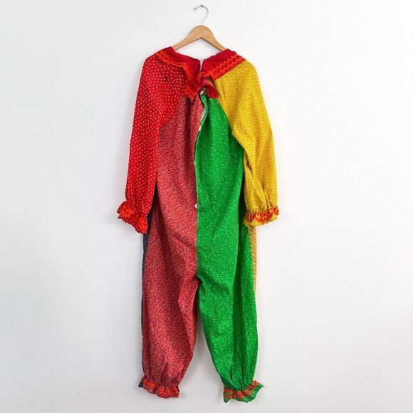 Handmade Unisex OS Color Block 70s Multi Mixed Dainty Floral 2 Pompom Clown Cost - Picture 3 of 11